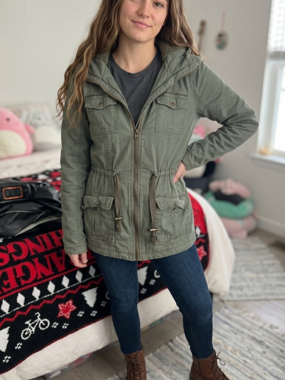 Women's Khaki and Green Jacket - S